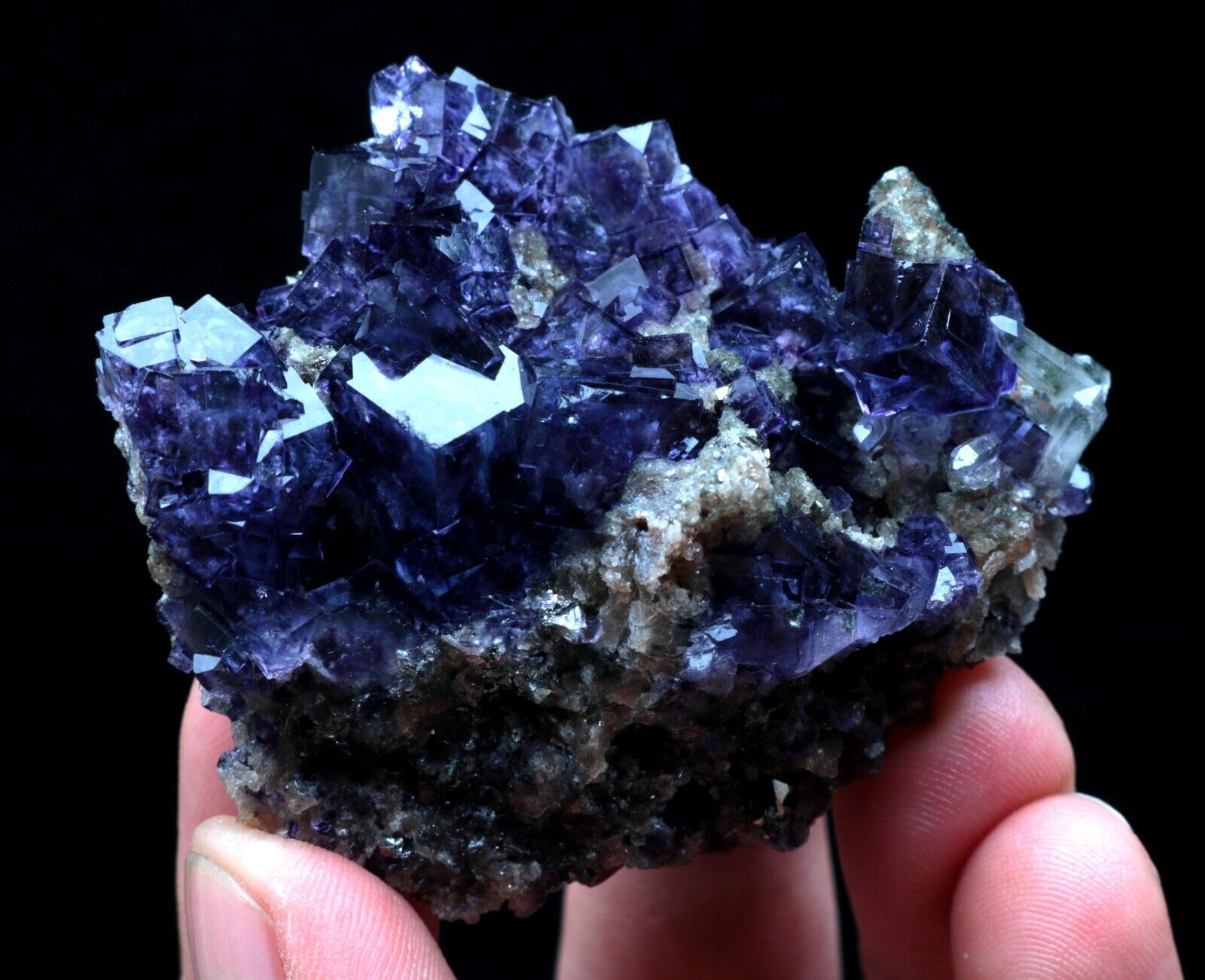 81g Rare Transparent Purple Cube Fluorite Mineral Crystal Specimen/China