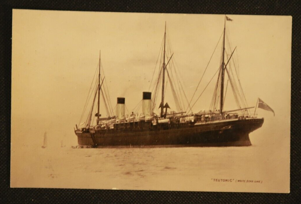 S.S. Teutonic Postcard Steamship White Star Line National Series Permanent Photo
