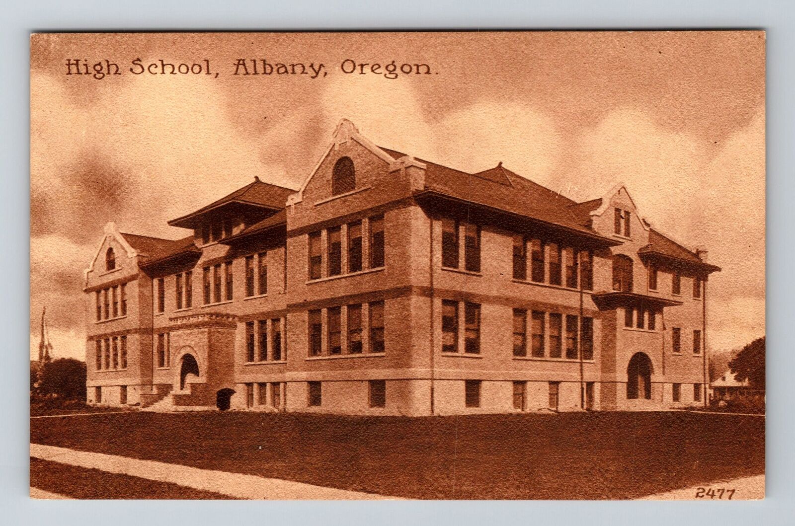 Albany OR-Oregon, High School Vintage Souvenir Postcard