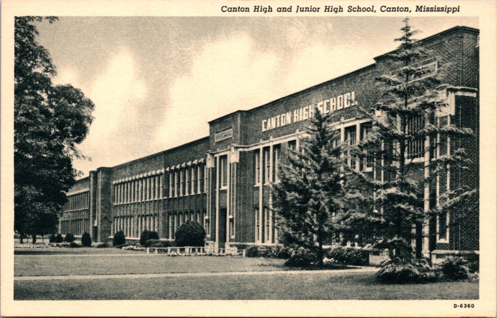 Postcard Canton High and Junior High School in Canton, Mississippi