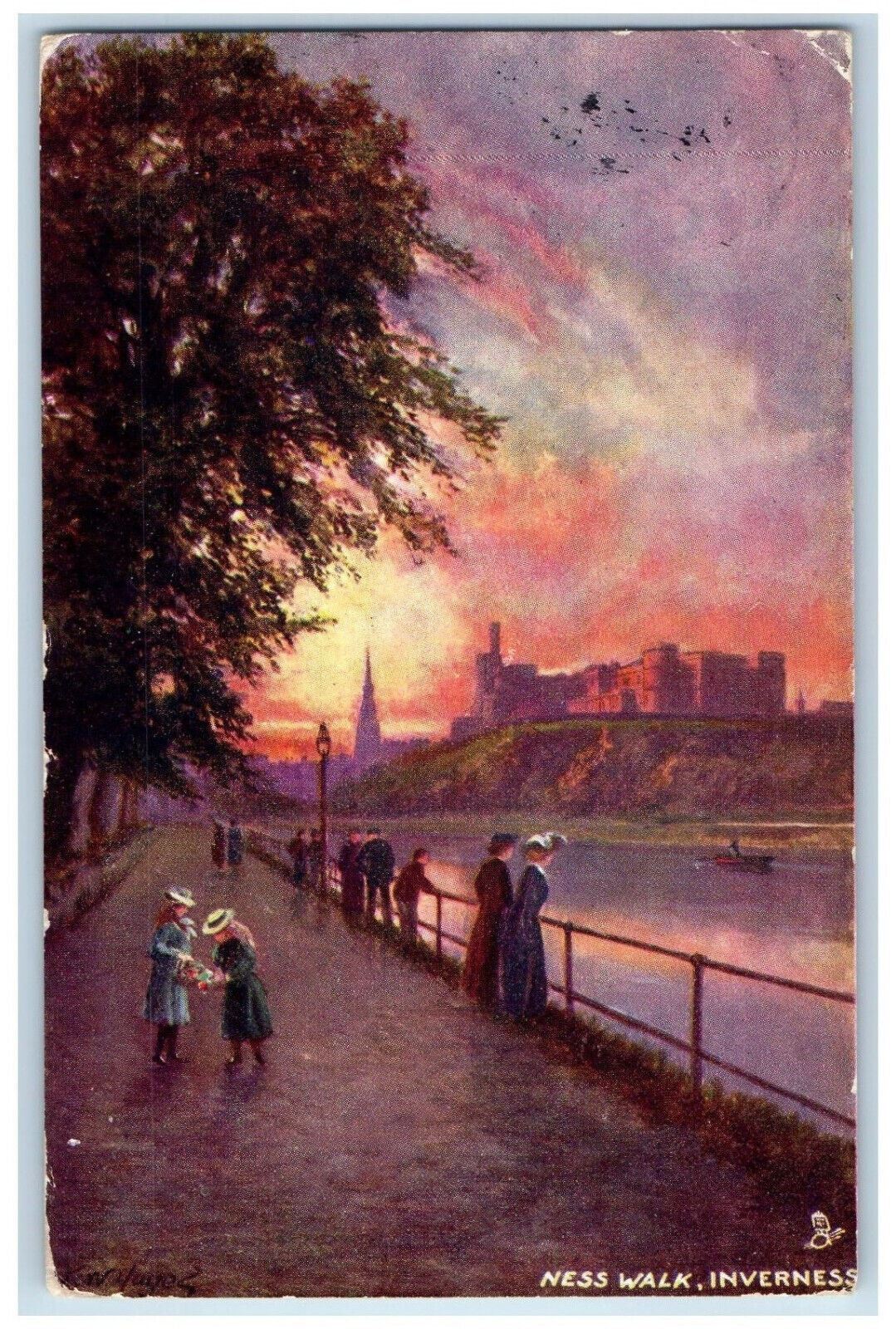 1906 Boat Crowd Viewing Ness Walk Inverness Oilette Tuck Art Postcard