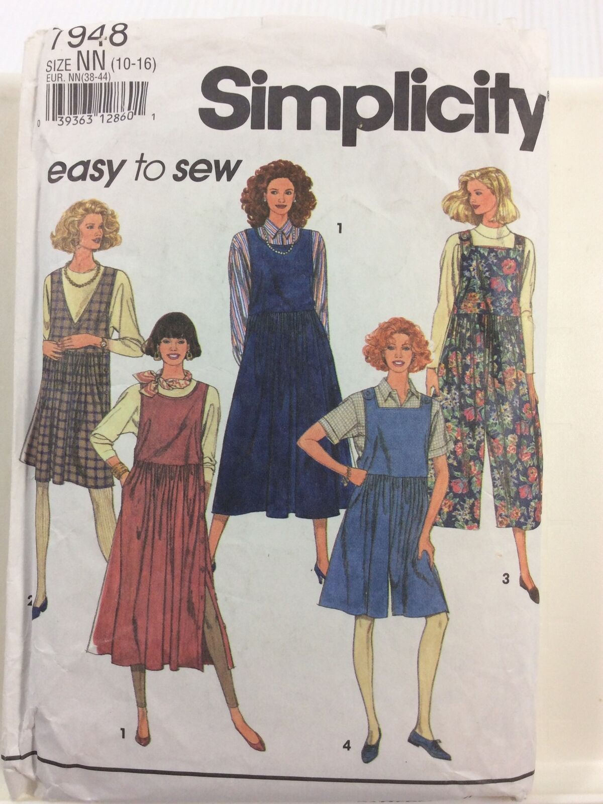 1992 Simplicity 7948 VTG Sewing Pattern Women Jumpers 2 Lengths Size NN 10 16