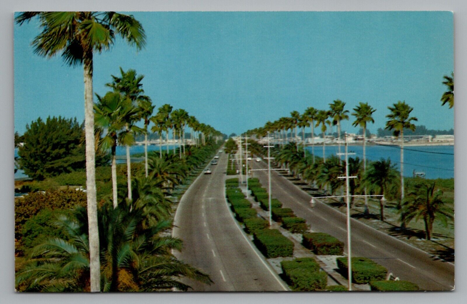 Birds Eye View Memorial Causeway Clearwater Beach Florida 1960\'s Postcard