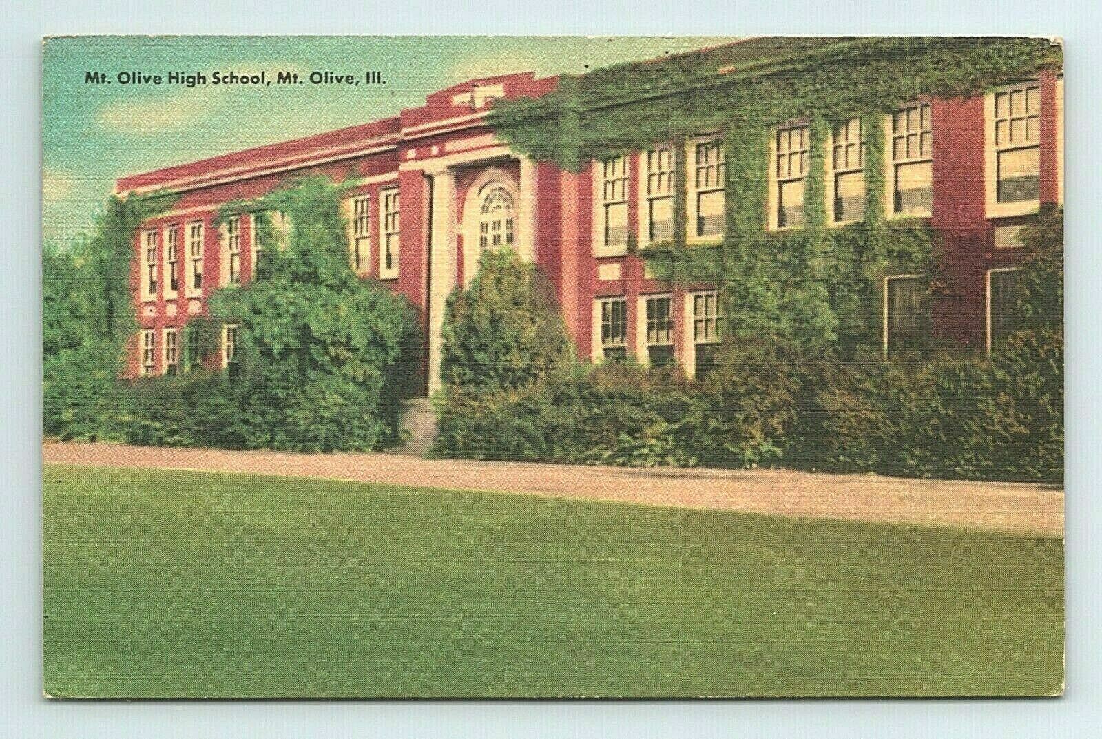 1952 Mount Olive High School Mt Olive Illinois Postcard