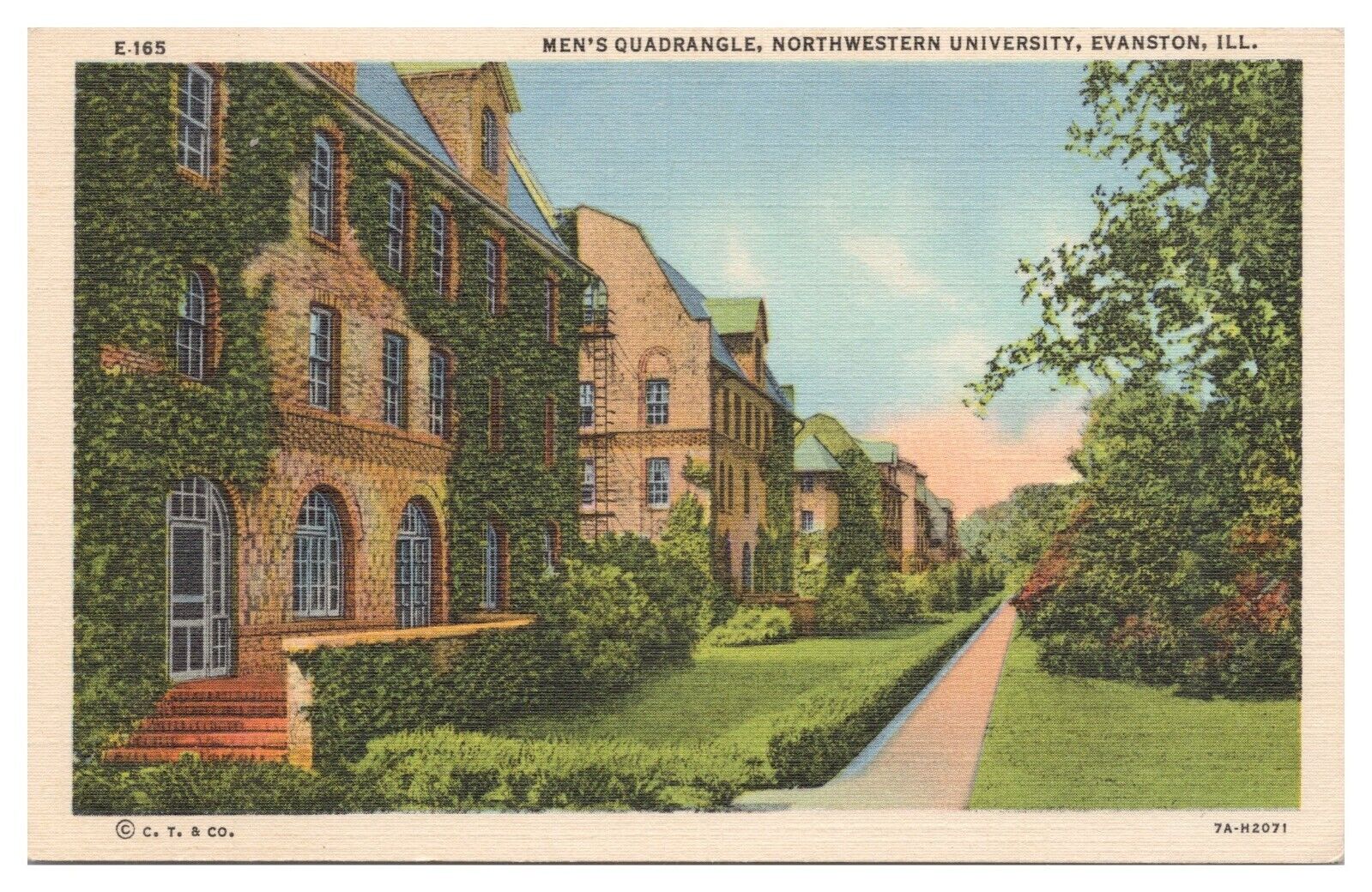 Vintage Evanston Illinois Postcard Men\'s Quadrangle Northwestern University Unp.