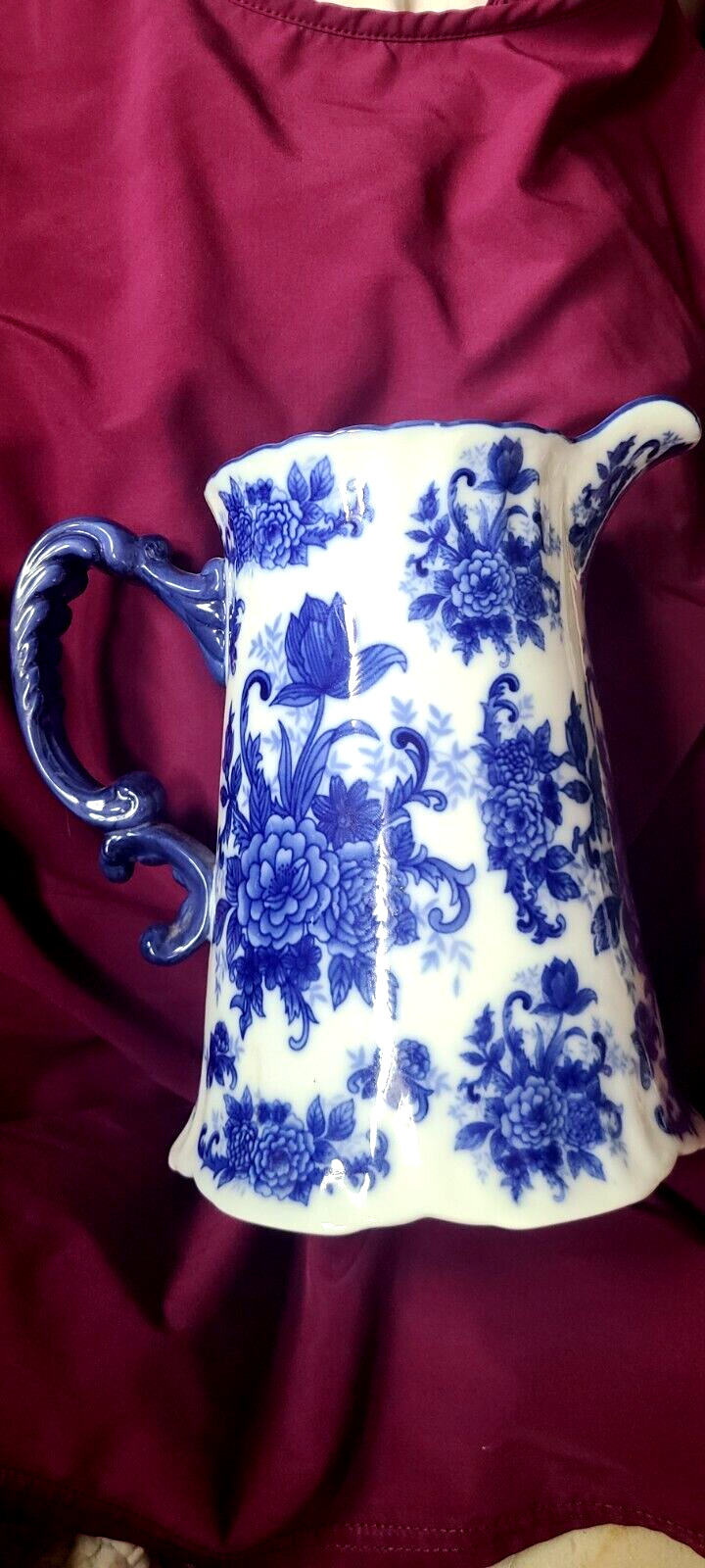 Cracker Barrel Vintage Cobalt blue and white porcelain pitcher-Retired