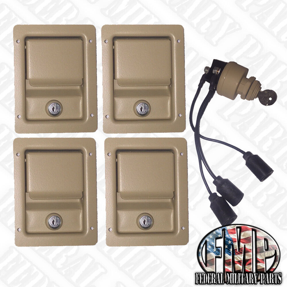 SECURITY KIT, Tan Single Locking Door Handles & Keyed Ignition Switch for HUMVEE
