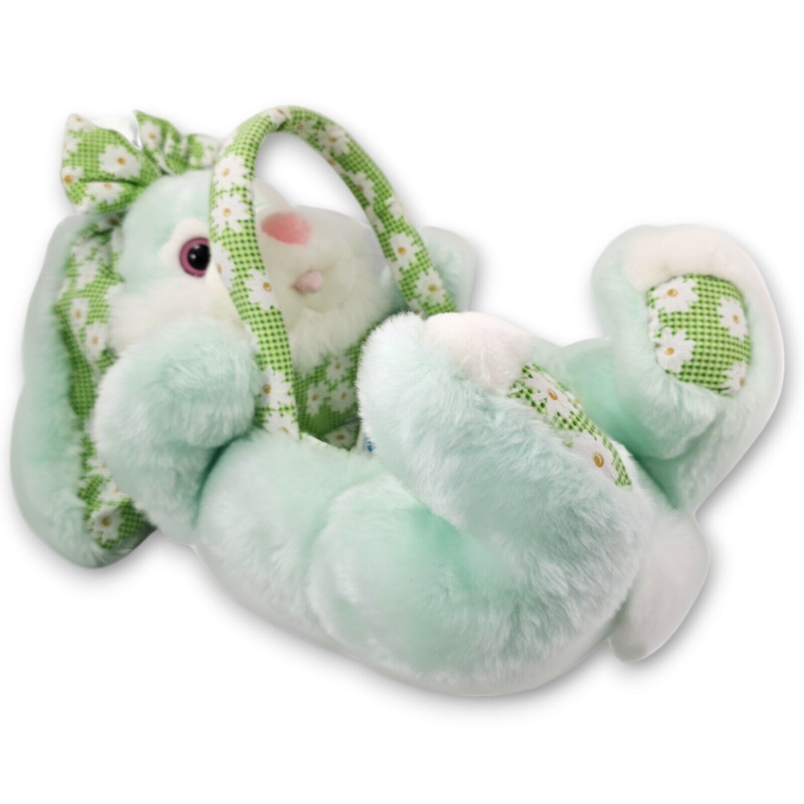 Easter Kids of America Bunny Rabbit Egg Basket Green Stuffed Animal Plush 2001