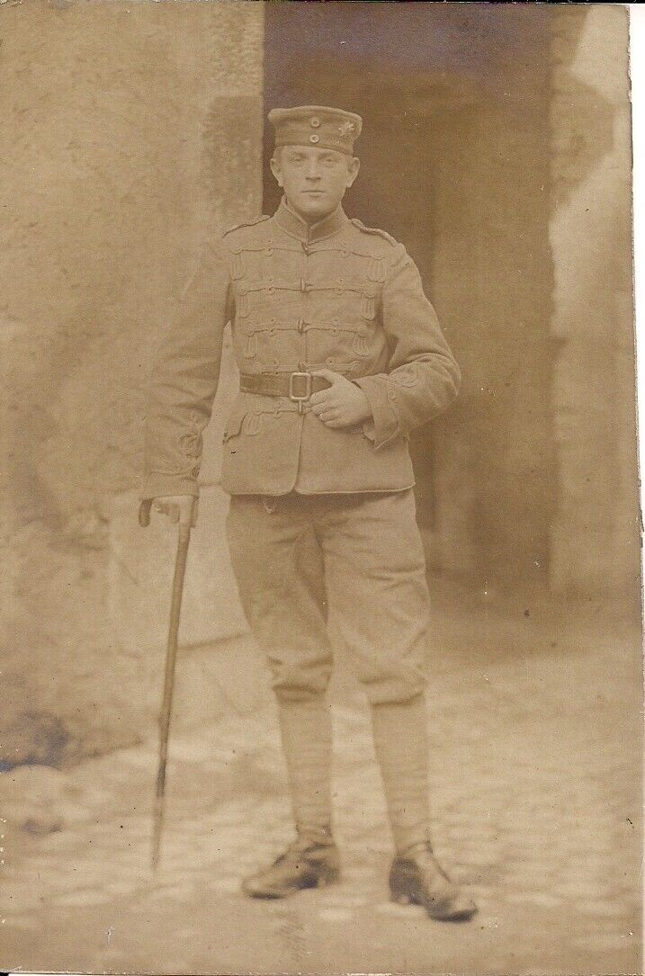 RPPC WWI German or Austrian KuK Soldier, Wounded, Uniform, 1914-18 Portrait