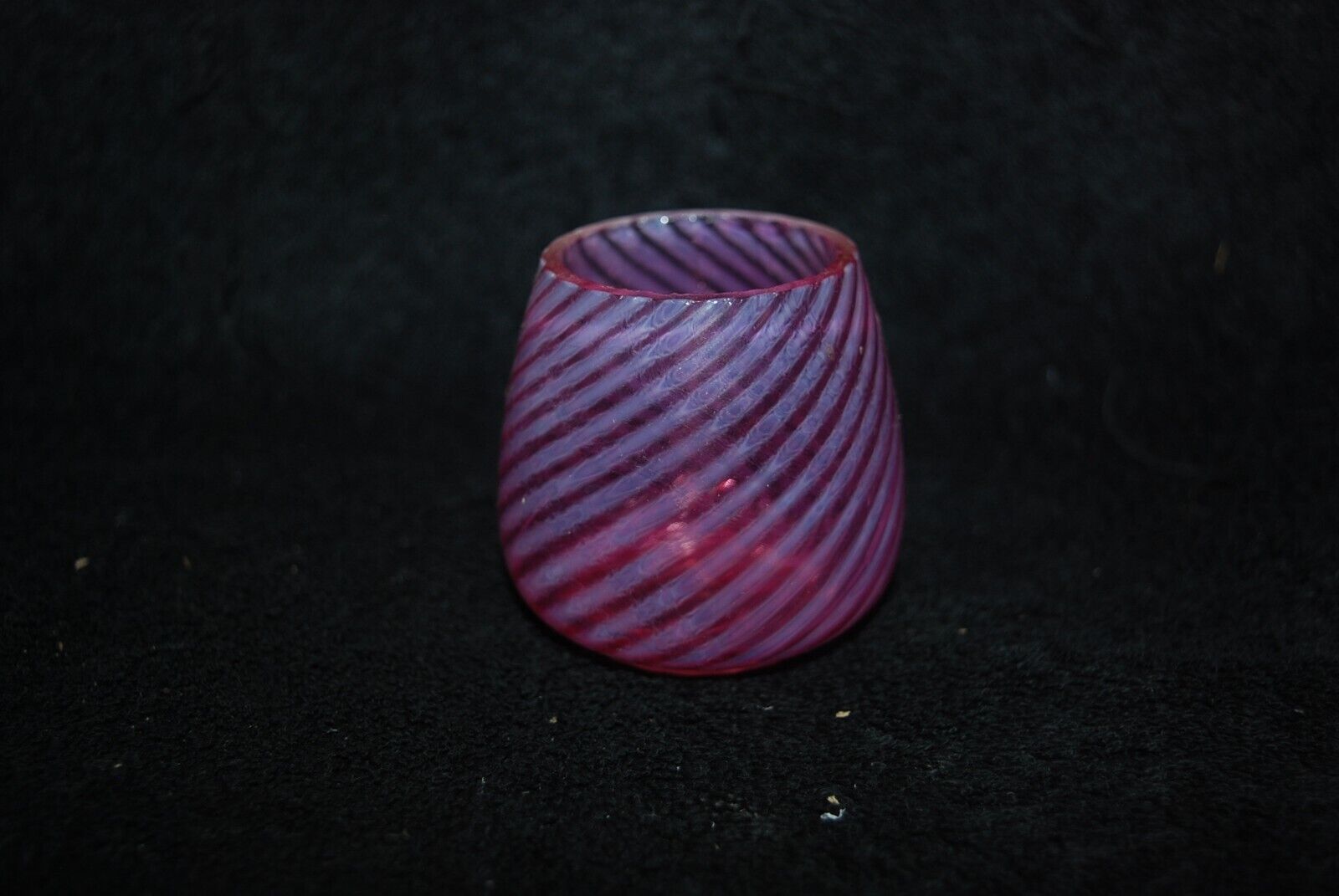 BEAUTIFUL NICKEL PLATE CRANBERRY OPALESCENT SWIRL TOOTHPICK HOLDER 1890'S