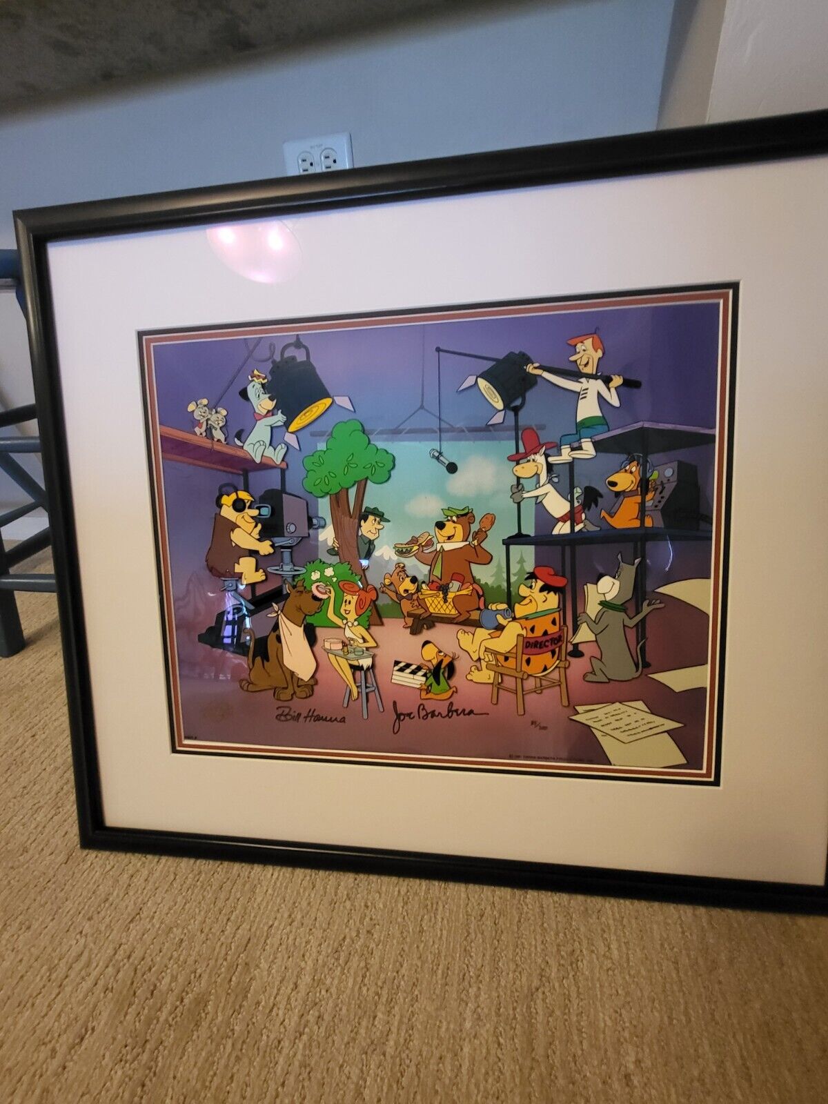 Rare Hannah Barbera Cel Signed  85/300 Flintstones Jetsons SCOOBY YOGI 30x27in.