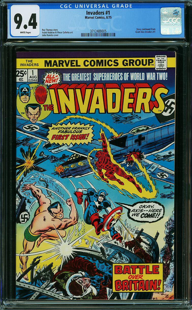 Invaders #1 CGC 9.4 Marvel Comics (Aug 1975) John Romita Roy Thomas Capt America