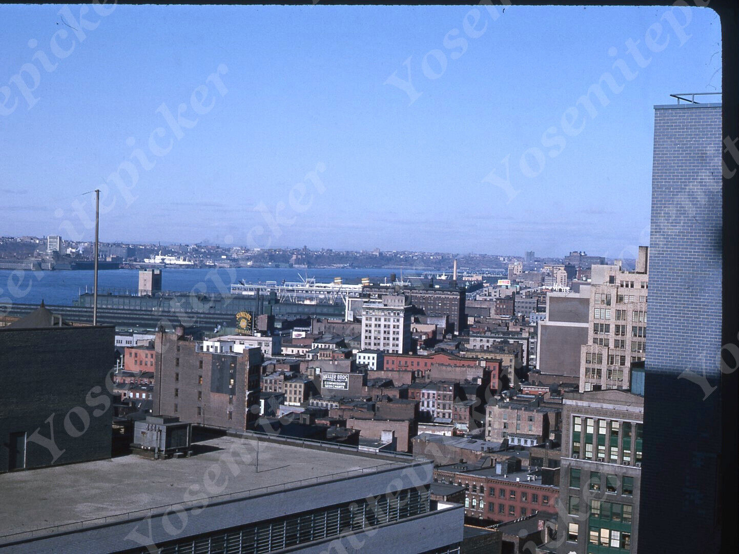 Sl87 Original Slide 1960\'s Boston ? skyline view industiral area bldg 205a