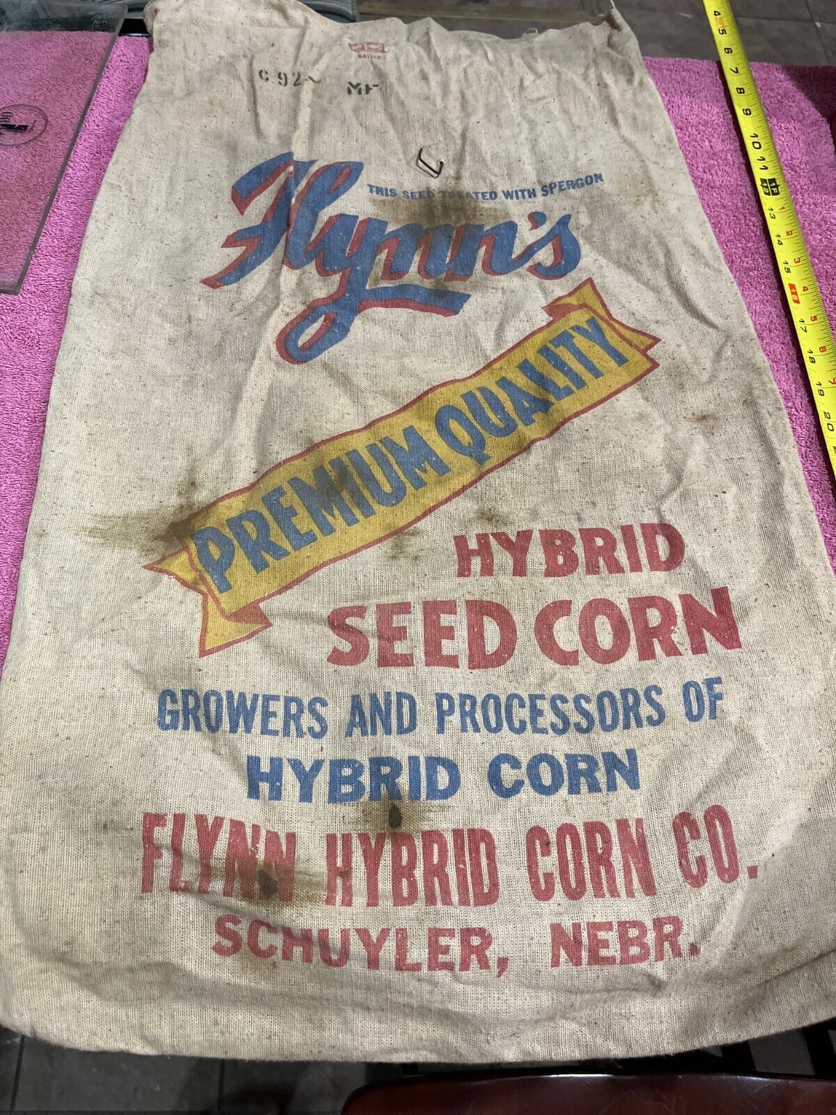 Vintage Flynn\'s Seed Corn Sack Bag Premium Quality Schuyler Nebraska NE