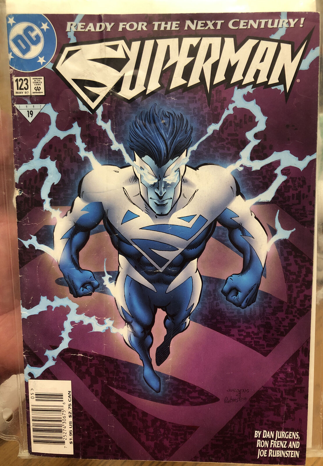 In Sleeve Superman V.2  #123 1st app Electric blue superman second print variant