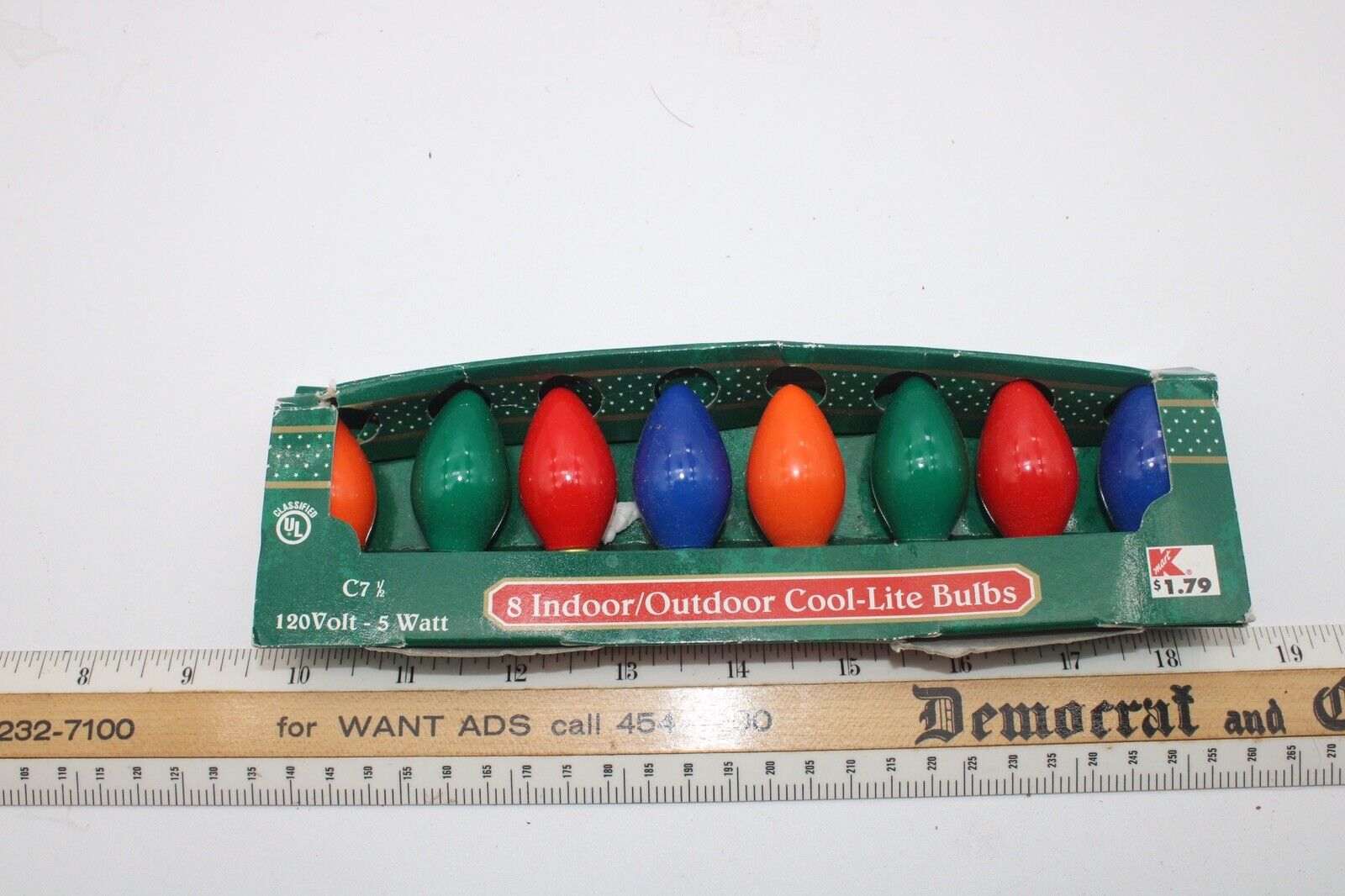 Vintage 8 K-Mart C-7 1/2 Cool-Lite Multicolor Indoor/Outdoor 5 Watt Bulbs R1D5