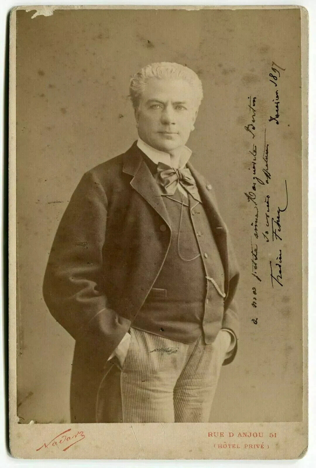 Cabinet card Photograph Vintage NADAR - Signed Portrait 1897