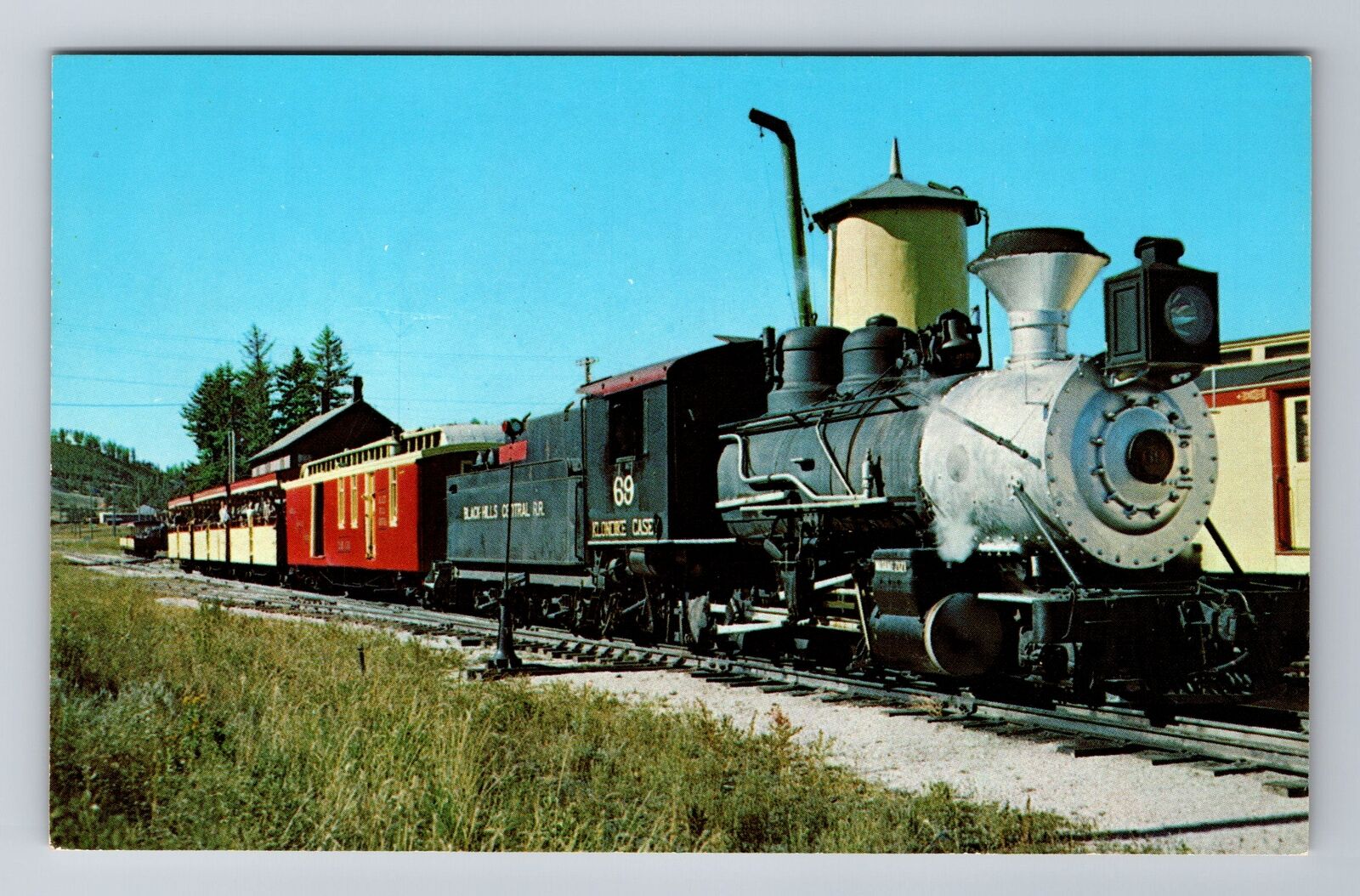 Hill City SD-South Dakota, Narrow Gauge 1880 Train, Steam Train Vintage Postcard