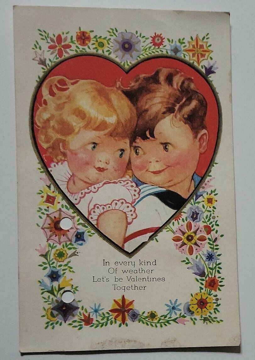 Post Card In Every Kind of Weather Lets Be Valentines Together Festive Art 