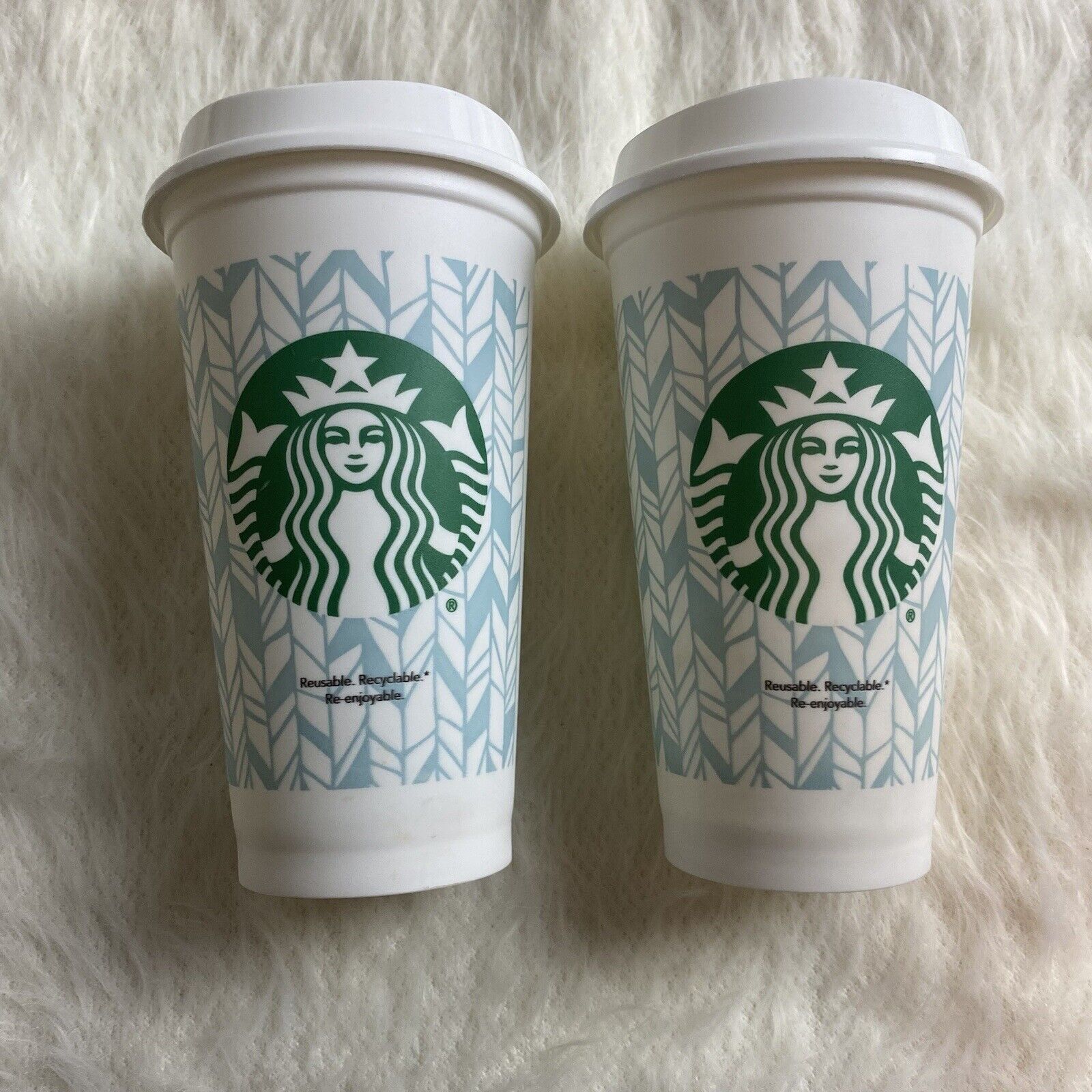 Starbucks 2012 Reusable Travel Cups with Lids Limited Edition Chevron Grande