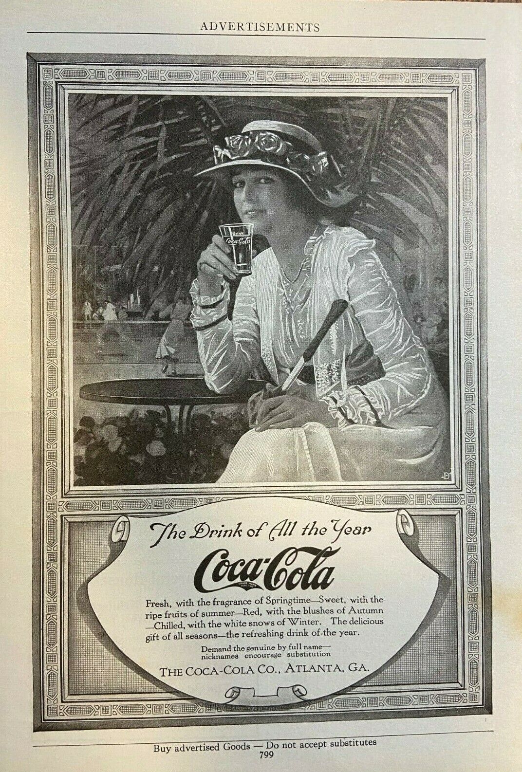 1917 Coca Cola Advertisement The Drink Of All The Year