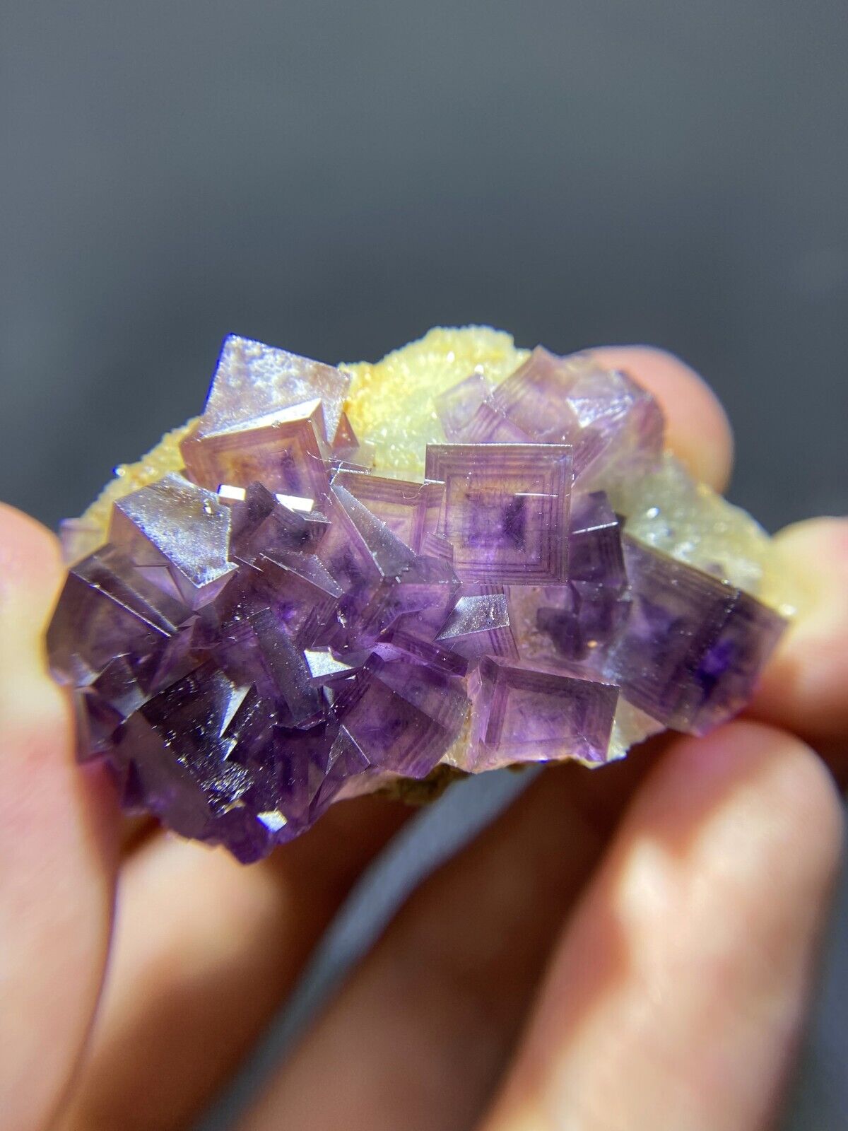 Exquisite natural purple multi-layer Phantom window cubic fluorite crystal，China