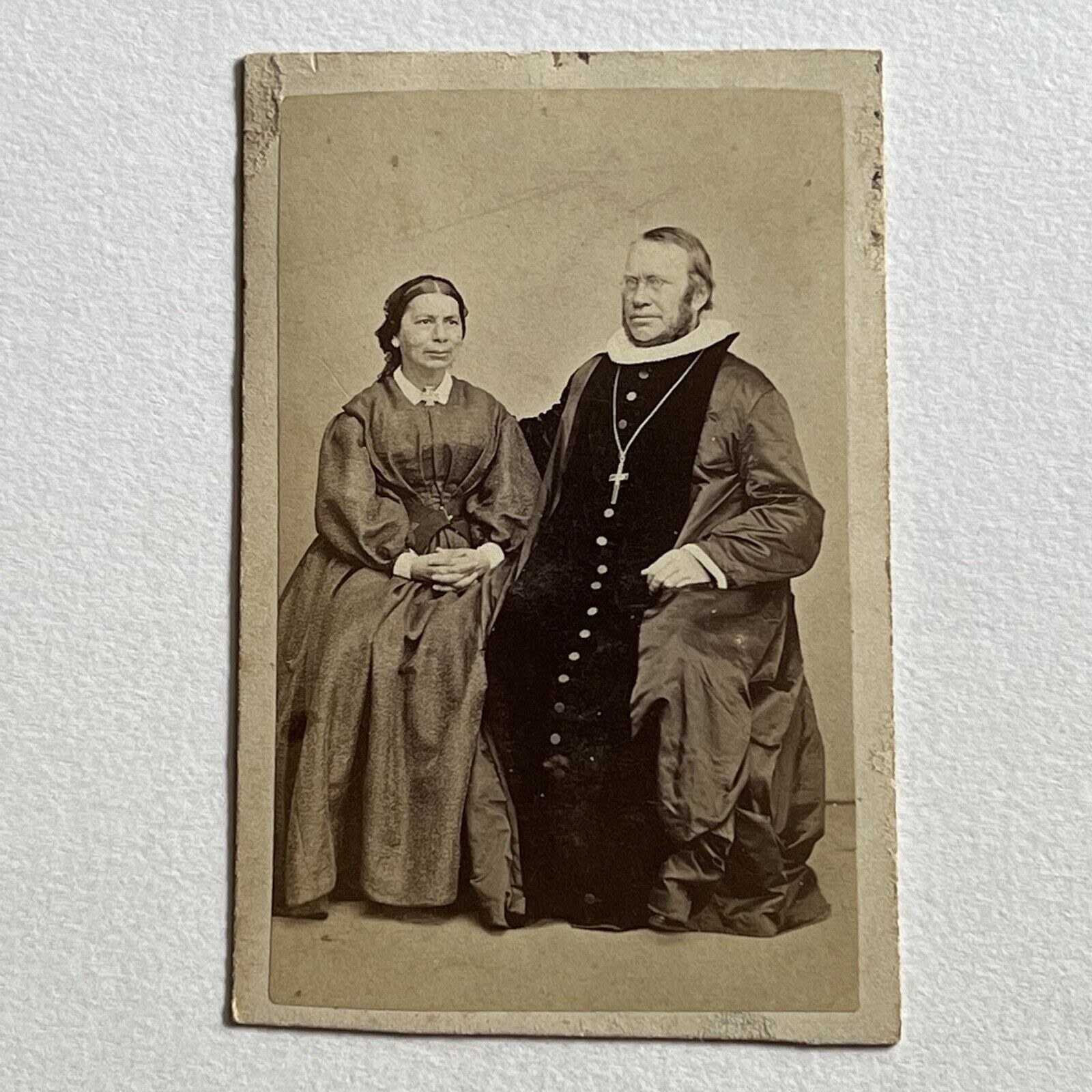 Antique CDV Photograph Couple Norwegian Missionary Schreuder Close With The Zulu