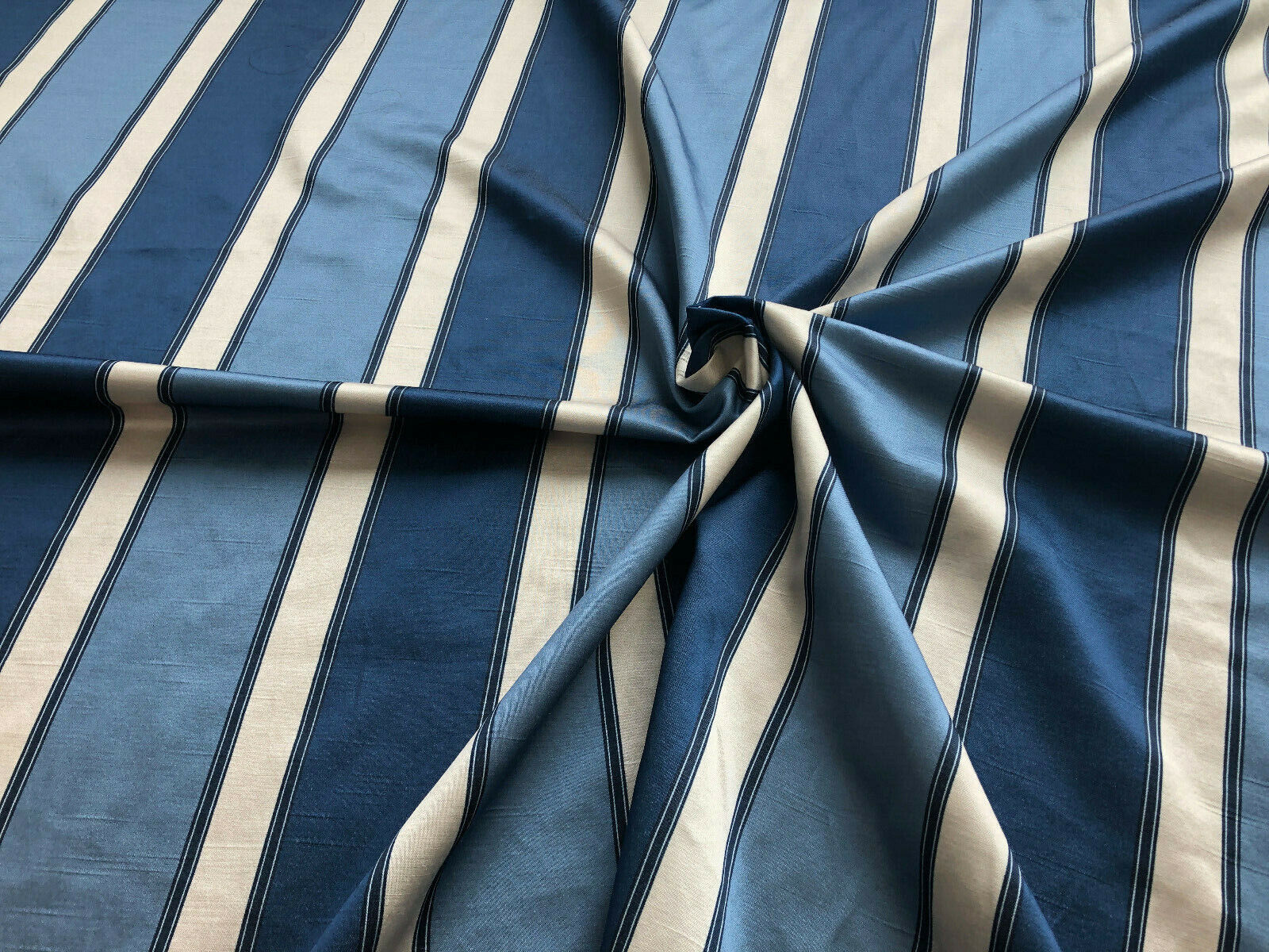 Home Decor Fabric 11.5 yds Blue & Cream Stripe 58\