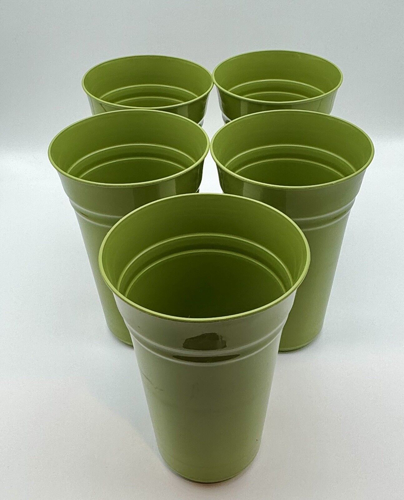 Retro PackerWare Set of 5 Olive Green 20oz Plastic Tumblers Made in USA
