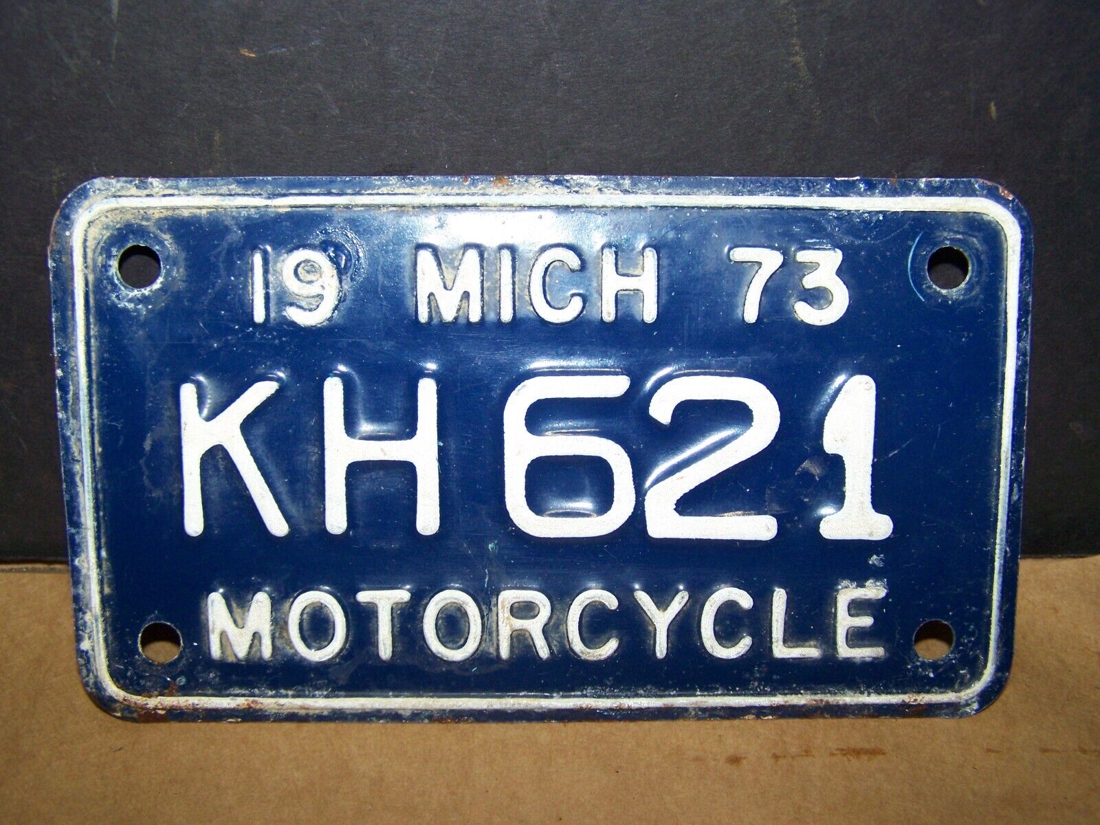 Vintage 1973  Michigan Motorcycle License Plate Man Cave Wall Decor Collectors