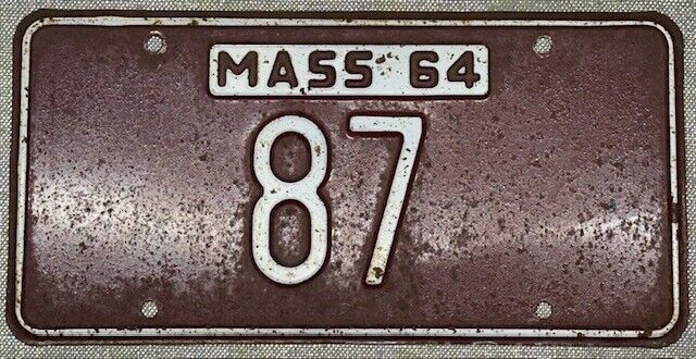 1964 Massachusetts 2-digit license plate # 87  MA Mass