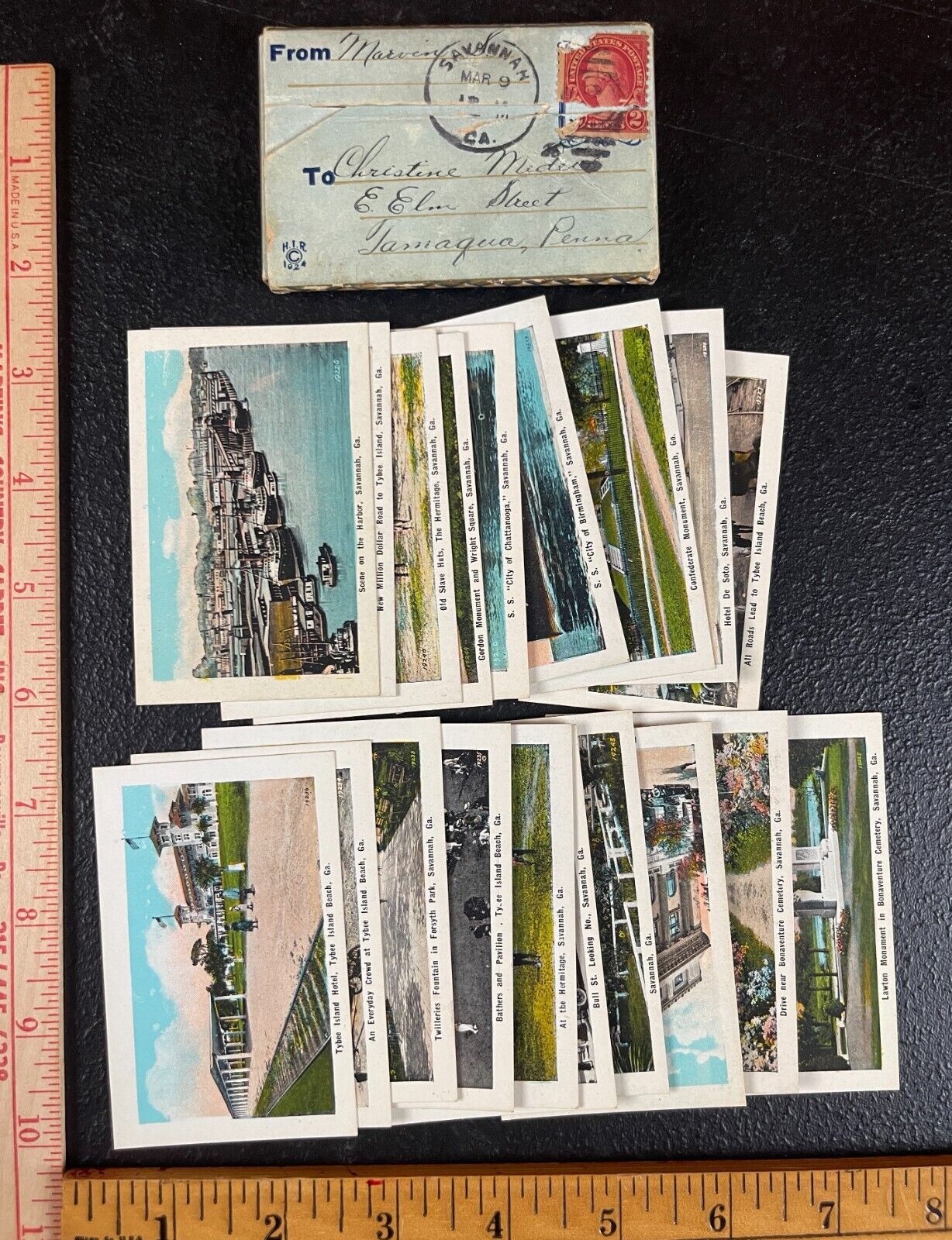Savannah & Tybee Island GA 20 Scenic Miniatures Views Boxed Postcard Mailer 1924