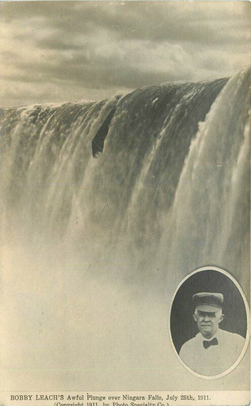 Bobby Leach Plunge 1911 Niagara Falls New York RPPC Photo Postcard 20-238