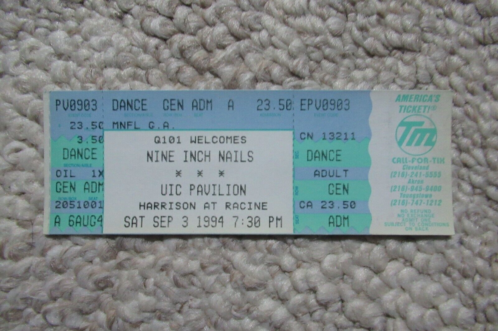NINE INCH NAILS/MARYLYN MANSON CONCERT TOUR 9/3/1994 TICKET UIC PAVILION CHICAGO