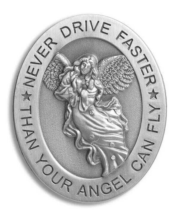 Never Drive Faster Than Your Angel Can Fly Metal Car Visor Clip 2-1/2\