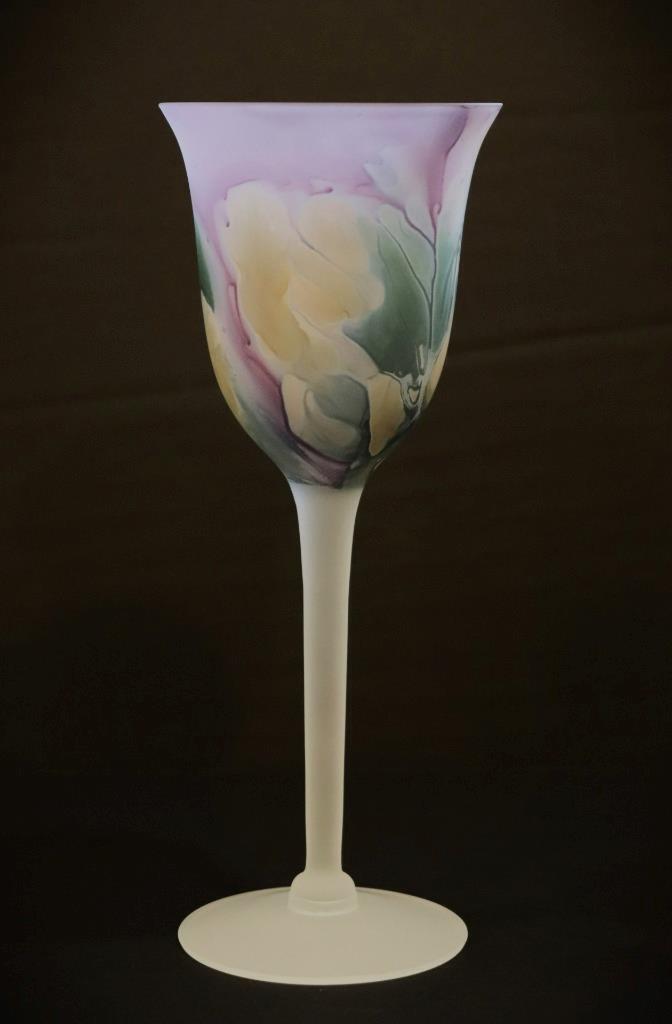 RUEVEN ART NOUVEAU WINE GLASS Hand Painted Exceptional Condition