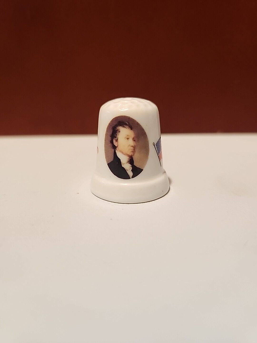 Vintage James Monroe, 5th American President Porcelain Thimble