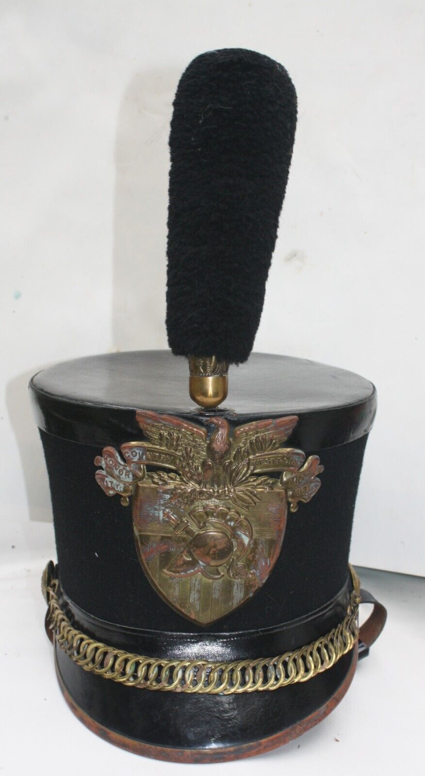 Vintage SHAKO West Point Leather-Top Crown with Brass Link Cadet Hat U.S.M.A.