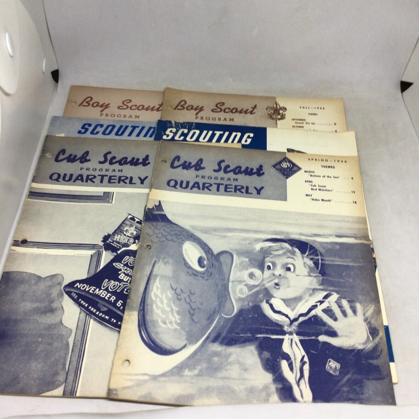 (6) 1956 Boy Scout “Scouting” Magazine Lot *RARE*