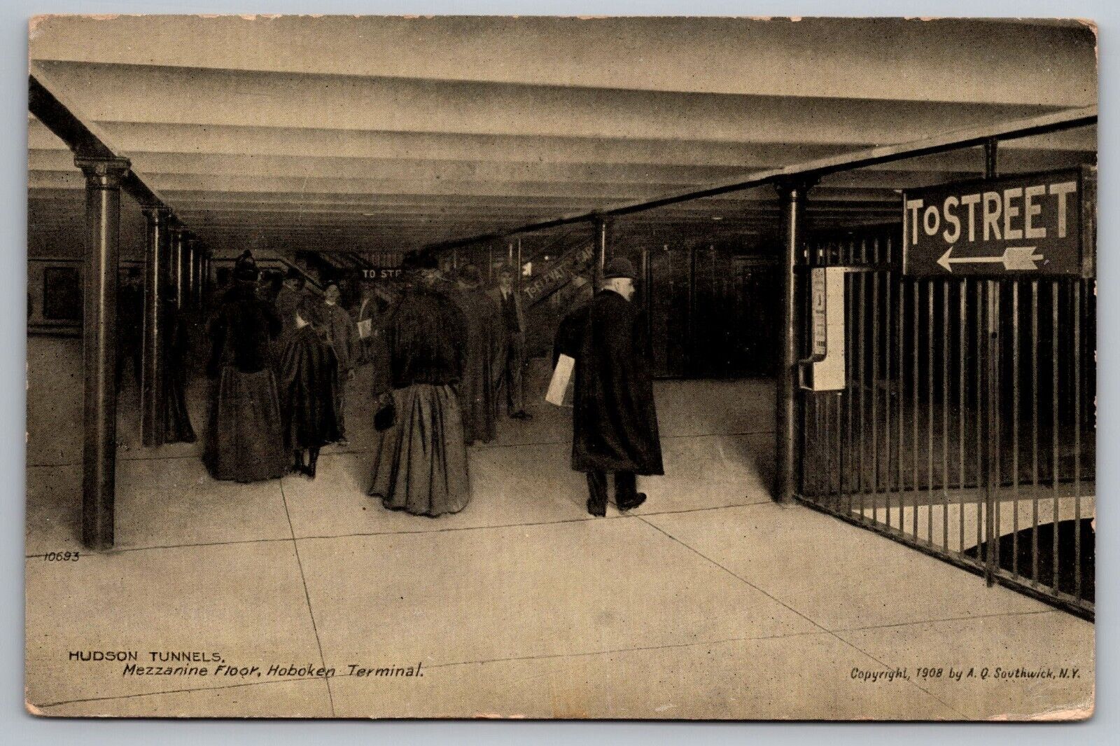 Hudson tunnel subway station mezzanine Hoboken Terminal New Jersey postcard