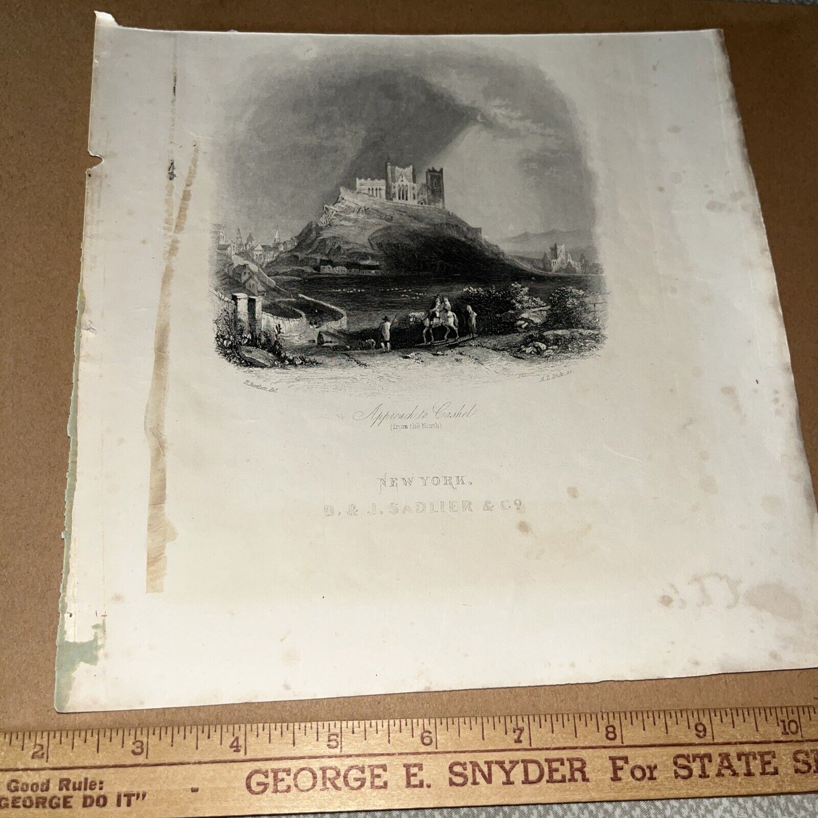 Approach to the Rock of Caskel - Antique Plate Ireland Irish History