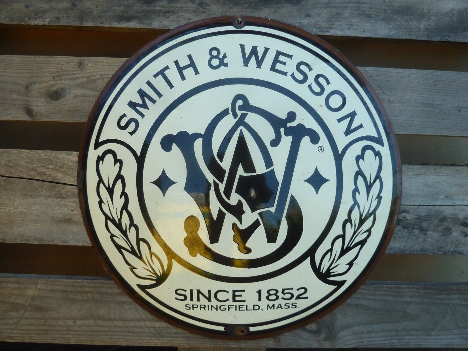 SMITH & WESSON porcelain sign advertising vintage  20