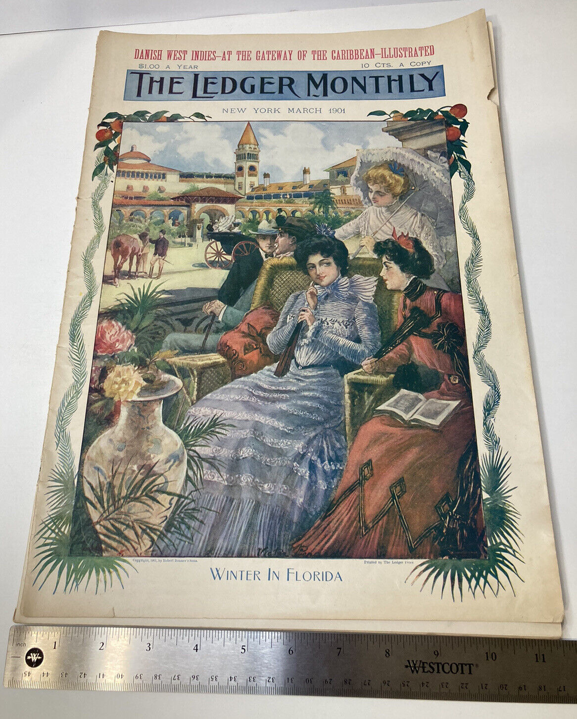 1901 The Ledger Monthly Colorful Front & Back Cover 11x16\