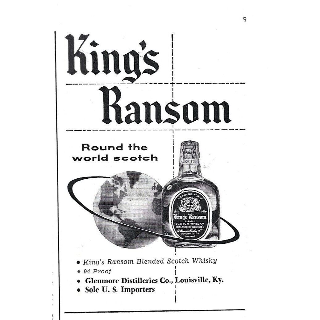 King\'s Ransom World Scotch Whisky 1950s Vintage Print Ad
