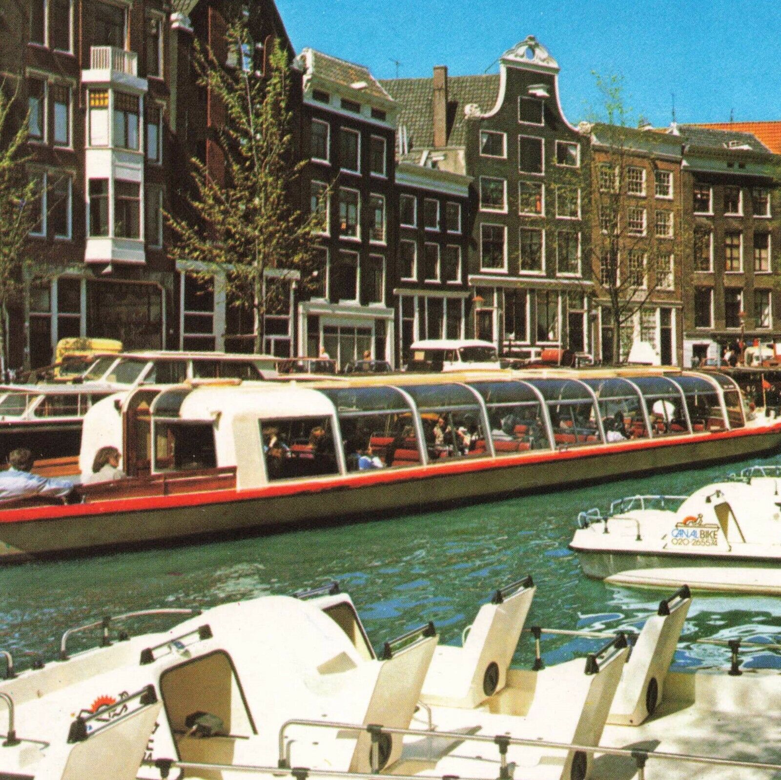Paddle Boats Amsterdam Netherland Canal Prinsengracht Holland Ephemera Postcard
