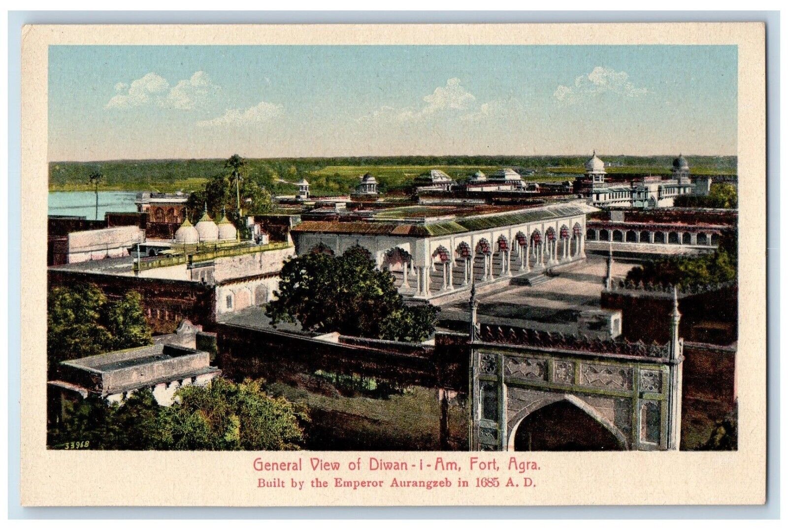 General View Of Diwan I Am Fort Agra India, Hall Of Public Audience Postcard