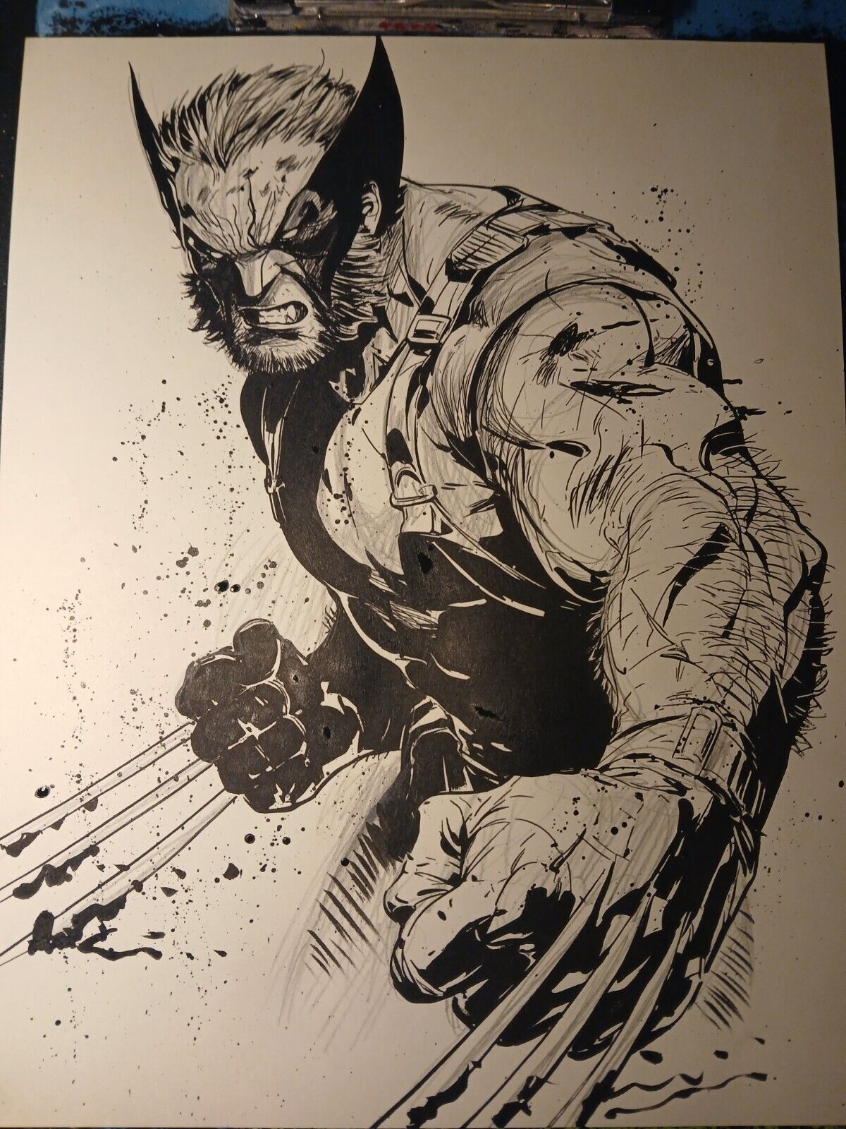 Wolverine Ink/Pencil Original Comic Art Illustration Signed 8.5x11 COA 