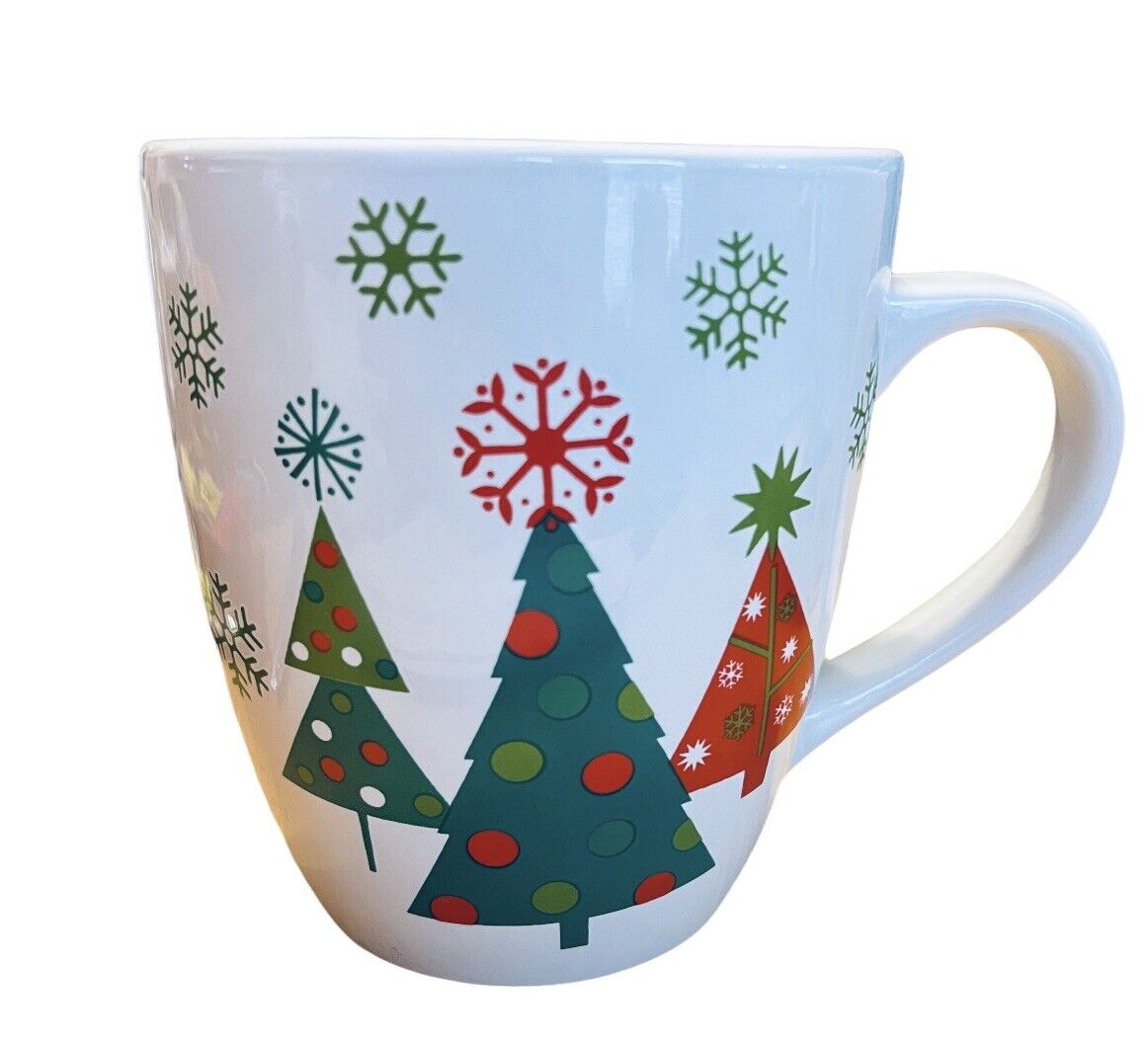 Jumbo Ceramic Walmart Christmas Winter Trees Red Green Coffee Hot Cocoa 24oz Mug