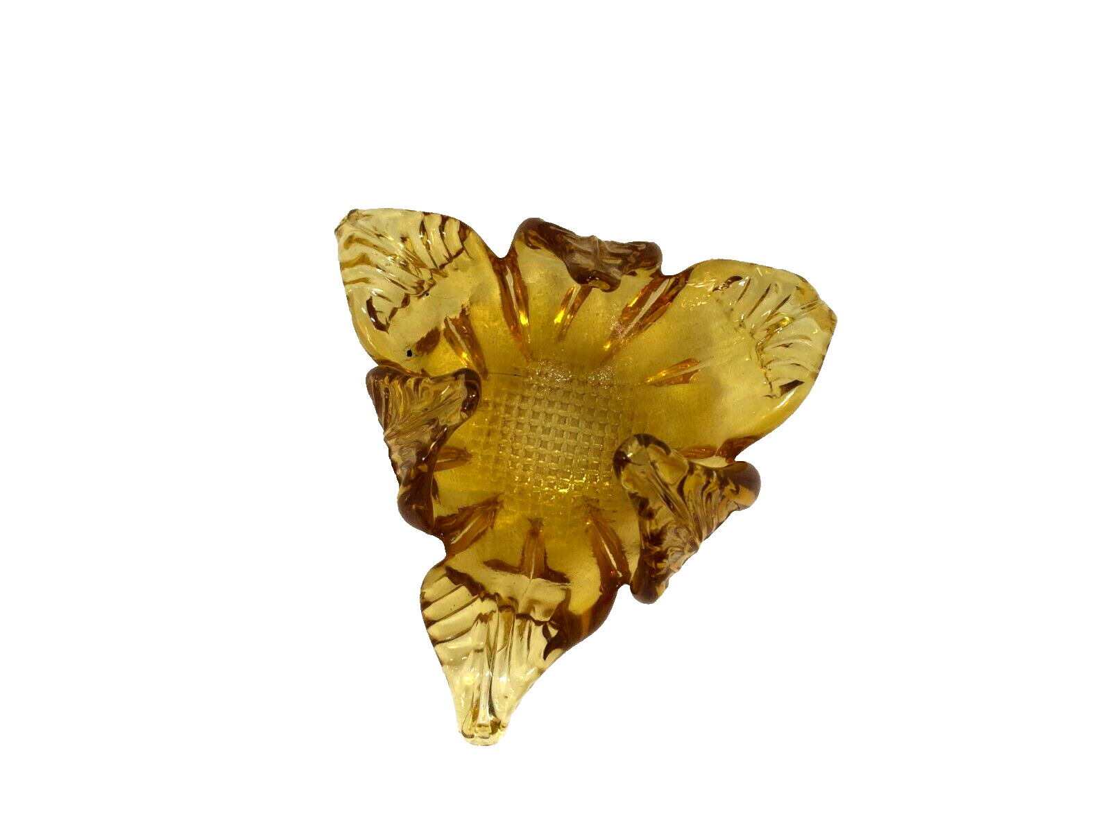 Vintage Hand Blown Gold Art Glass Folded Flower Shape 5\