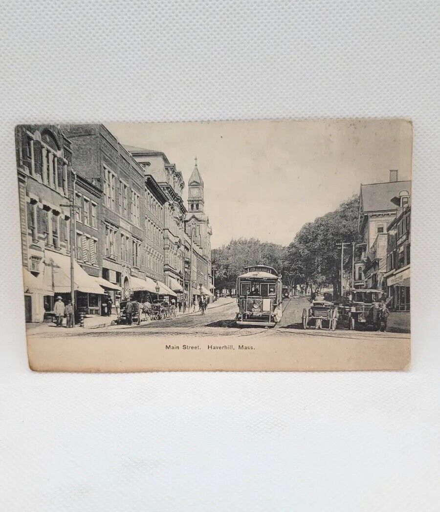 Vintage  Postcard Of Main Street Harverhill Mass. Early 1900\'s 